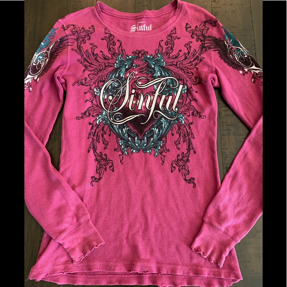 💗Sinful size S long sleeve thermal w bling 💗